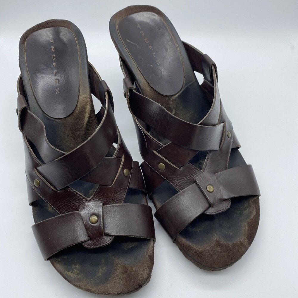 Trueflex Brown Open Toe Sandal Size 8.5 Kohls Box ID 875